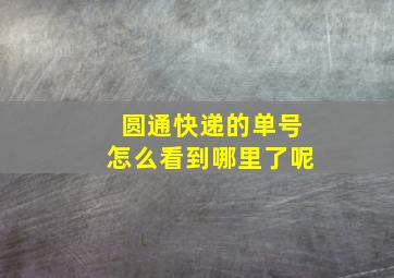 圆通快递的单号怎么看到哪里了呢