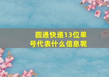 圆通快递13位单号代表什么信息呢