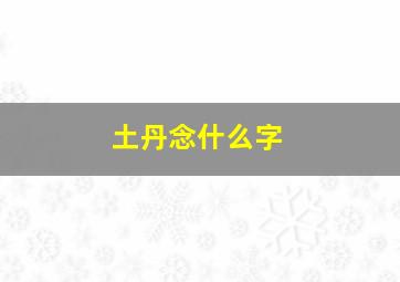 土丹念什么字