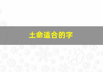 土命适合的字