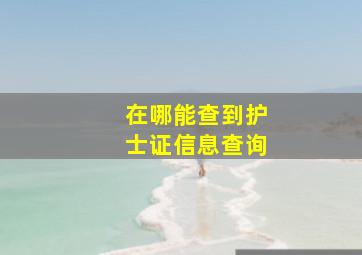 在哪能查到护士证信息查询