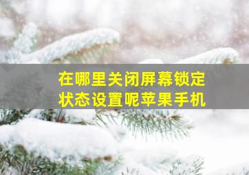 在哪里关闭屏幕锁定状态设置呢苹果手机