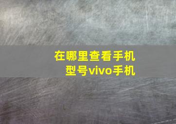 在哪里查看手机型号vivo手机