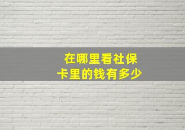 在哪里看社保卡里的钱有多少