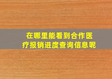 在哪里能看到合作医疗报销进度查询信息呢