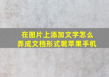 在图片上添加文字怎么弄成文档形式呢苹果手机