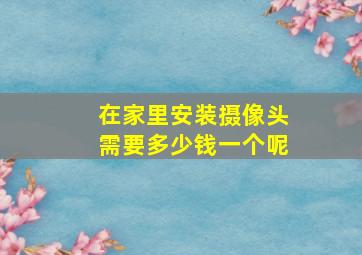 在家里安装摄像头需要多少钱一个呢