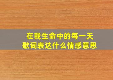 在我生命中的每一天歌词表达什么情感意思