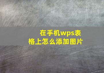 在手机wps表格上怎么添加图片