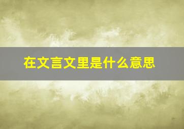 在文言文里是什么意思