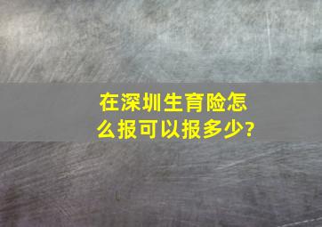 在深圳生育险怎么报可以报多少?