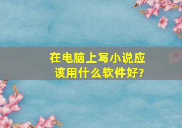 在电脑上写小说应该用什么软件好?