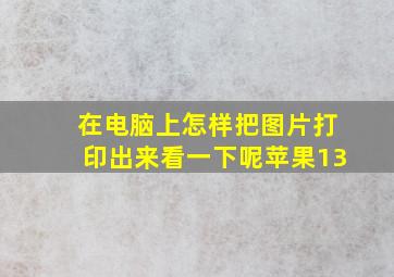 在电脑上怎样把图片打印出来看一下呢苹果13