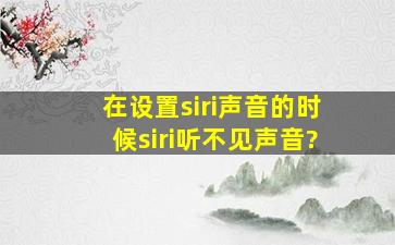 在设置siri声音的时候siri听不见声音?