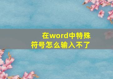 在word中特殊符号怎么输入不了