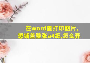 在word里打印图片,想铺盖整张a4纸,怎么弄