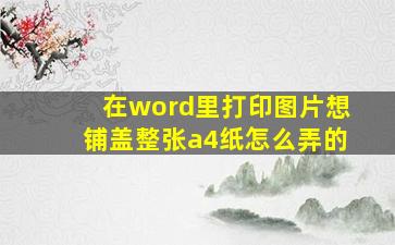 在word里打印图片想铺盖整张a4纸怎么弄的