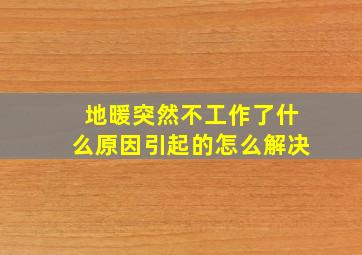 地暖突然不工作了什么原因引起的怎么解决