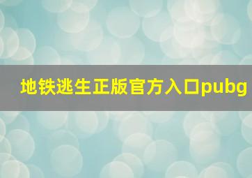 地铁逃生正版官方入口pubg