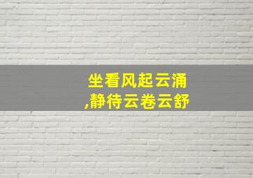 坐看风起云涌,静待云卷云舒