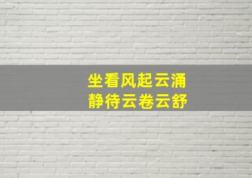 坐看风起云涌 静待云卷云舒