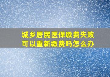 城乡居民医保缴费失败可以重新缴费吗怎么办