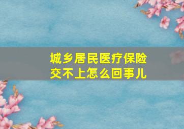 城乡居民医疗保险交不上怎么回事儿