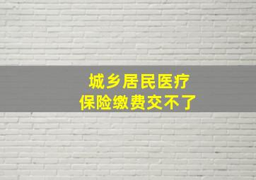 城乡居民医疗保险缴费交不了