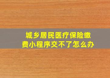 城乡居民医疗保险缴费小程序交不了怎么办