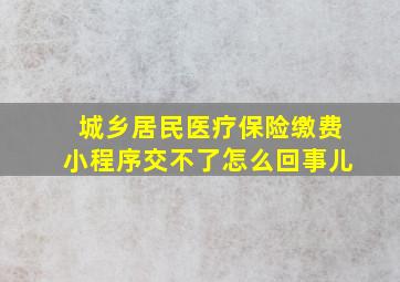 城乡居民医疗保险缴费小程序交不了怎么回事儿