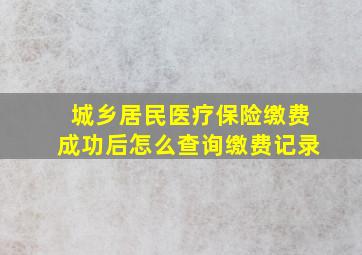 城乡居民医疗保险缴费成功后怎么查询缴费记录