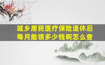 城乡居民医疗保险退休后每月能领多少钱啊怎么查