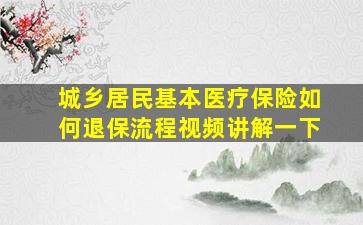 城乡居民基本医疗保险如何退保流程视频讲解一下