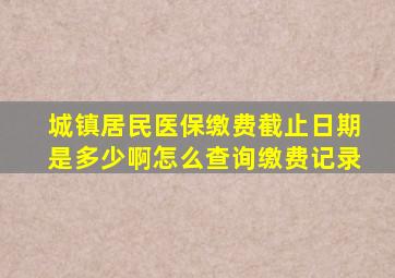 城镇居民医保缴费截止日期是多少啊怎么查询缴费记录