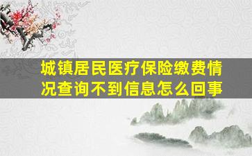 城镇居民医疗保险缴费情况查询不到信息怎么回事