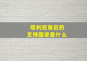 塔利班背后的支持国家是什么