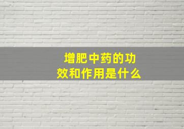 增肥中药的功效和作用是什么