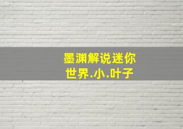 墨渊解说迷你世界.小.叶子