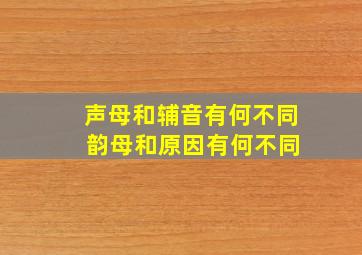 声母和辅音有何不同 韵母和原因有何不同