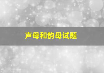 声母和韵母试题