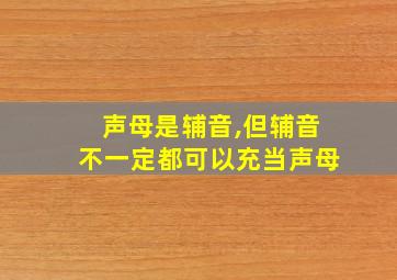 声母是辅音,但辅音不一定都可以充当声母