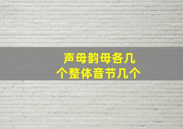 声母韵母各几个整体音节几个