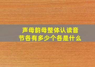 声母韵母整体认读音节各有多少个各是什么