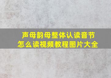 声母韵母整体认读音节怎么读视频教程图片大全