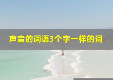 声音的词语3个字一样的词