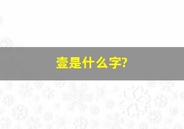 壹是什么字?