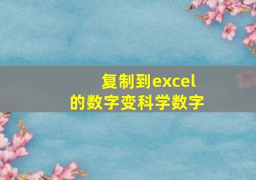 复制到excel的数字变科学数字