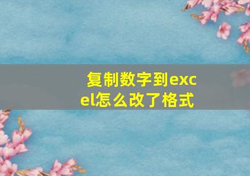 复制数字到excel怎么改了格式