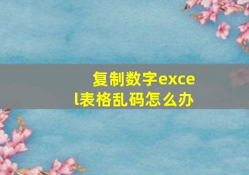 复制数字excel表格乱码怎么办