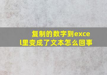 复制的数字到excel里变成了文本怎么回事